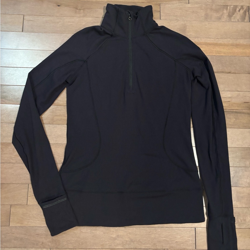 Lululemon Long Sleeve Pullover Black Reflective Thumbhole Quarter Zip size 4